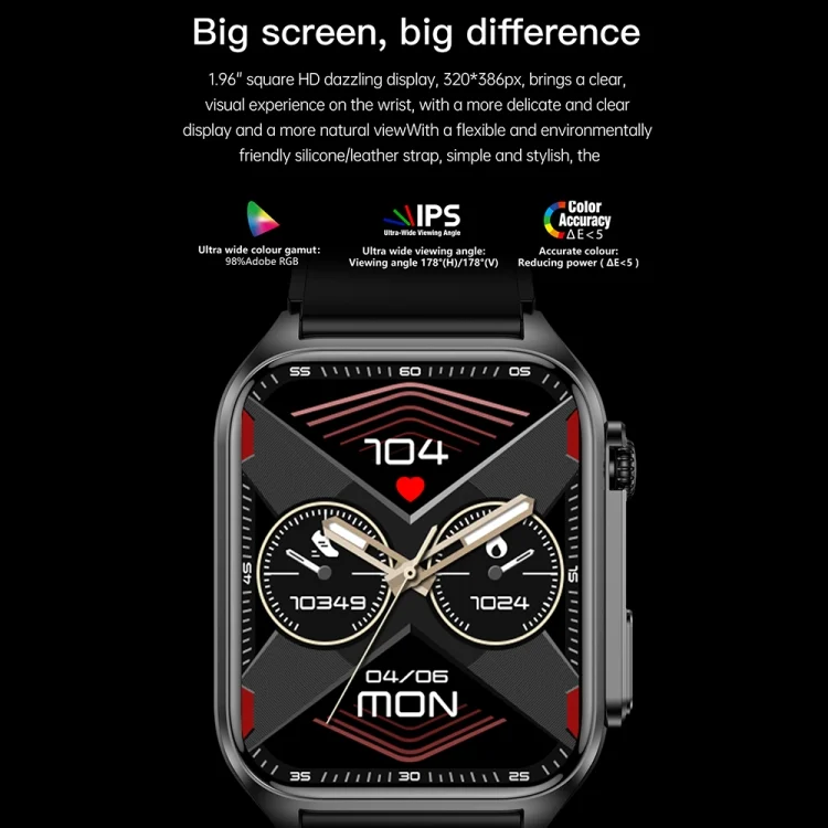 EDA0047020_B1.webp TK12 1.96 inch IP67 Waterproof Silicone Band Smart Watch Supports ECG / Remote Families Care / Bluetooth Call / Body Temperature Monitoring - Image 2