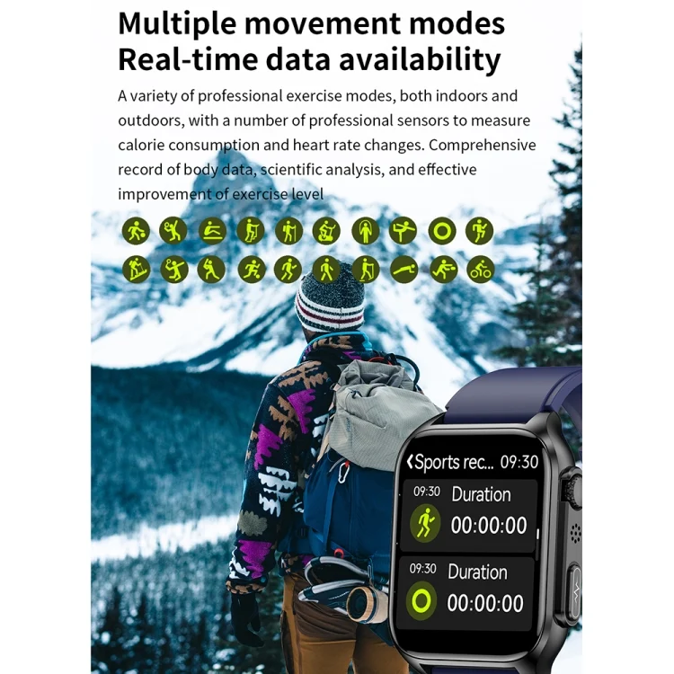 EDA0047020_B11.webp TK12 1.96 inch IP67 Waterproof Silicone Band Smart Watch Supports ECG / Remote Families Care / Bluetooth Call / Body Temperature Monitoring - Image 12