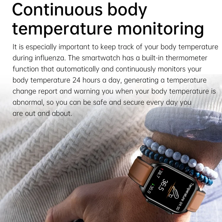 EDA0047020_B6.webp TK12 1.96 inch IP67 Waterproof Silicone Band Smart Watch Supports ECG / Remote Families Care / Bluetooth Call / Body Temperature Monitoring - Image 7