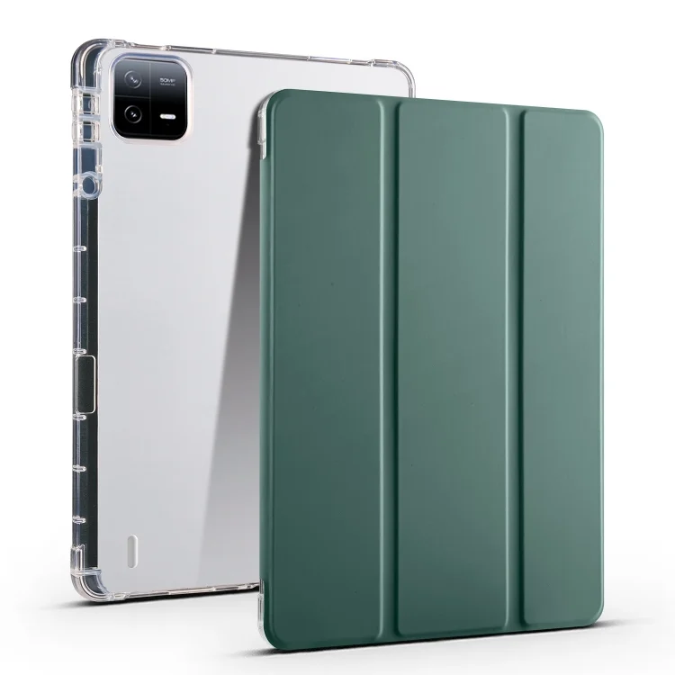 3-fold Clear TPU Smart Leather Tablet Case with Pen Slot, For Xiaomi Pad 7 / 7 Pro, For Xiaomi Redmi Pad Pro 12.1