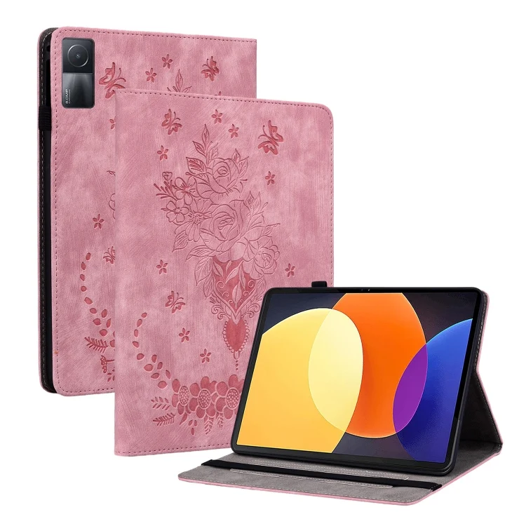 Butterfly Rose Embossed Leather Tablet Case, For Xiaomi Redmi Pad 10.61, For Xiaomi Pad 5 Pro 12.4, For Xiaomi Pad 6 11.2 2023