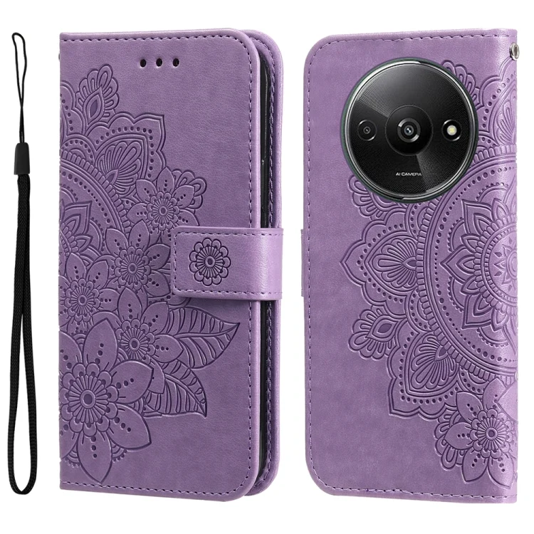 7-petal Flowers Embossing Leather Phone Case, For Xiaomi Redmi A3, For Xiaomi Redmi Note13 Pro 4G Global/Poco M6 Pro 4G, For Xiaomi Redmi Note13 4G, For Xiaomi Redmi K70E