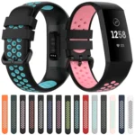 For Fitbit Charge 4 / Charge 3 / Charge 3 SE Watch Button Two Colors Silicone Replacement Strap Watchband - Image 2