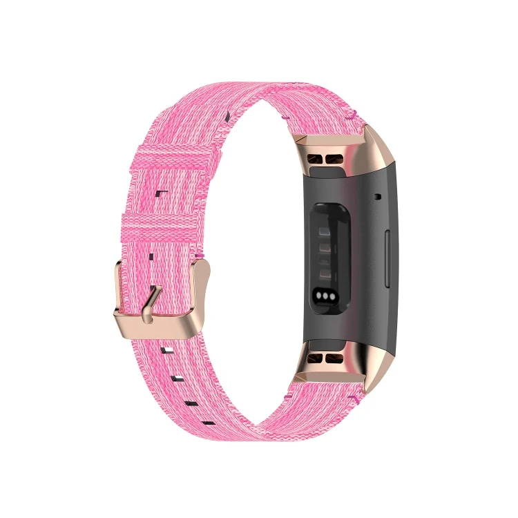 EDA00477501A_2.webp For Fitbit Charge 4 / Charge 3 / Charge 3 SE Stainless Steel Head Grain Nylon Denim Replacement Strap Watchband - Image 4