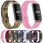 For Fitbit Charge 4 / Charge 3 / Charge 3 SE Stainless Steel Head Grain Nylon Denim Replacement Strap Watchband - Image 2