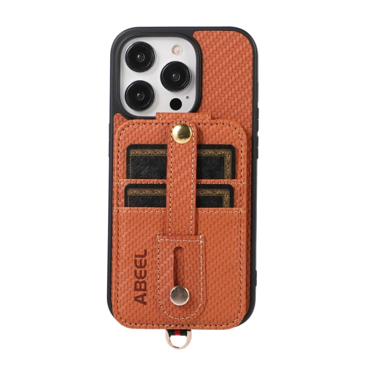 ABEEL Carbon Fiber RFID Card Holder Phone Case, For iPhone 13 Pro