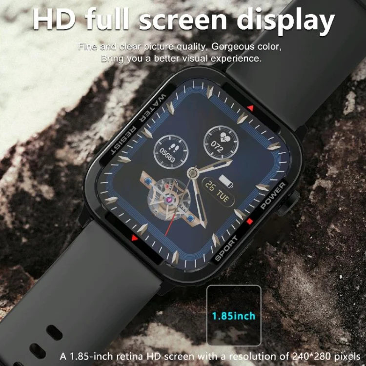 EDA0047891_B3.webp G96 1.85 inch HD Square Screen Rugged Smart Watch Support Bluetooth Calling/Heart Rate Monitoring/Blood Oxygen Monitoring - Image 4