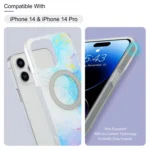 Dual-side IMD Marble Magsafe Phone Case, For iPhone 13 Pro Max, For iPhone 15 - Image 3