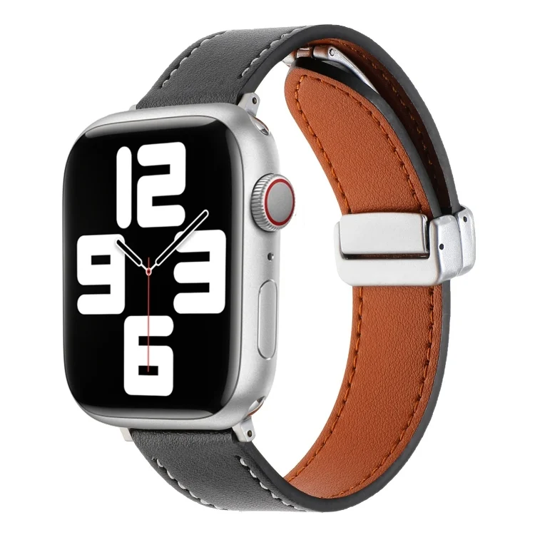 Magnetic Buckle Skin Feel Leather Watch Band, For Apple Watch Serie 9 41mm, For Apple Watch SE 2022 44mm