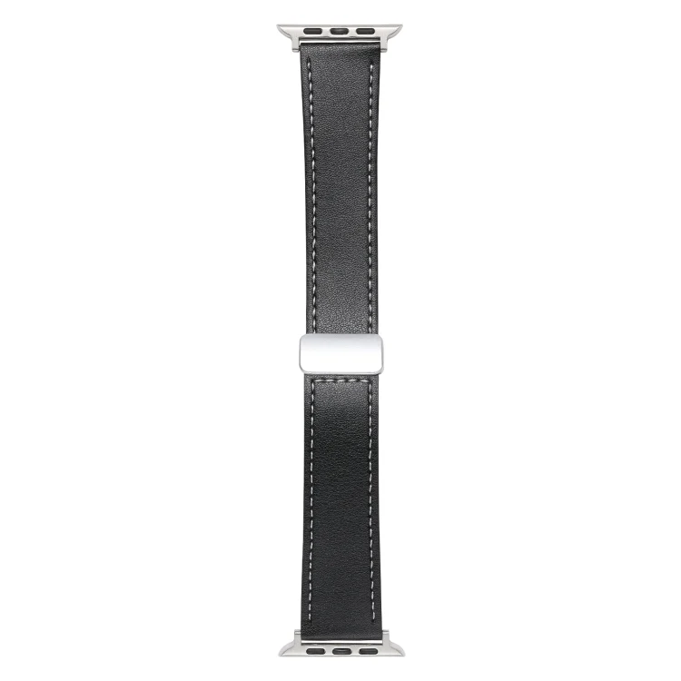 EDA004879626A_1.webp Magnetic Buckle Skin Feel Leather Watch Band, For Apple Watch Serie 9 41mm, For Apple Watch SE 2022 44mm - Image 4