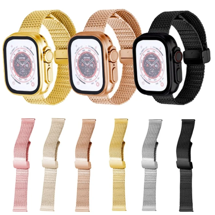 EDA0048875_B1.webp Magnetic Buckle Herringbone Mesh Metal Watch Band, For Apple Watch Series 6 44mm, For Apple Watch Series 5 44mm, For Apple Watch Series 5 40mm - Image 2