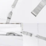 Magnetic Buckle Herringbone Mesh Metal Watch Band for Samsung Galaxy Watch - Image 4