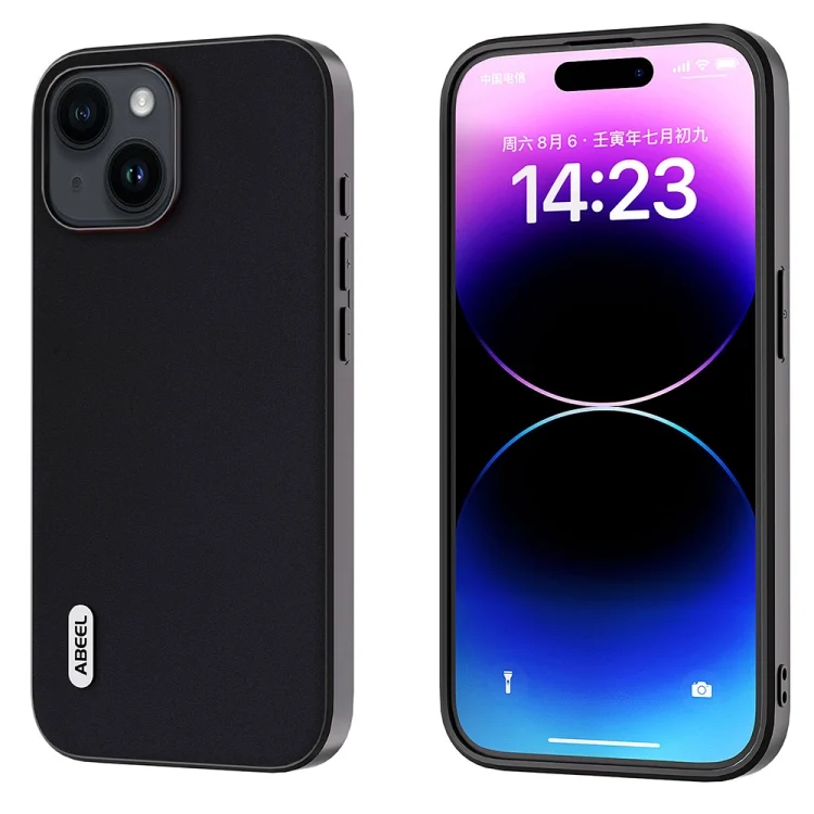 ABEEL Genuine Leather Silky Soft Black Edge Phone Case, For iPhone 14, For iPhone 14 Pro, For iPhone 14 Pro Max