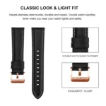 20mm Rose Gold Buckle Genuine Leather Watch Band - Image 2