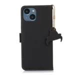 Genuine Leather Magnetic RFID Leather Phone Case, For iPhone 15 - Image 3