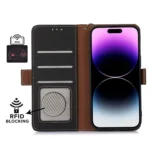Genuine Leather Magnetic RFID Leather Phone Case, For iPhone 16 Pro Max, For iPhone 16 Pro, For iPhone 15 Pro Max, For iPhone 15 Pro, For iPhone 15 Plus - Image 5
