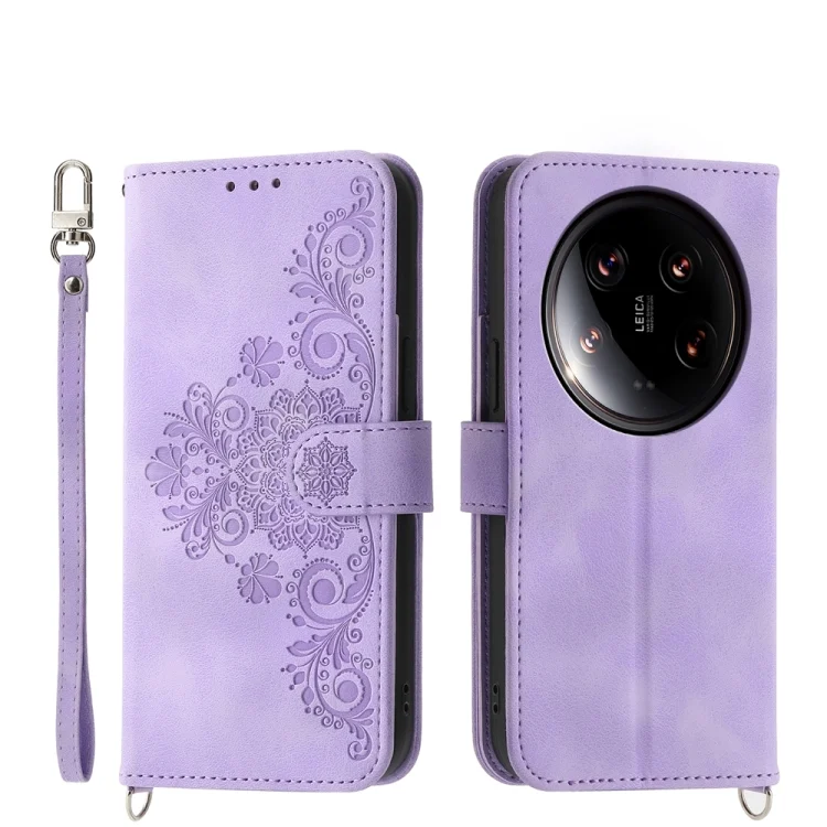 EDA004993213A.webp Skin-feel Flowers Embossed Wallet Leather Phone Case, For Xiaomi 14 Ultra, For Xiaomi 14 Pro, For Xiaomi 14, For Xiaomi Redmi Note 13 5G - Image 1