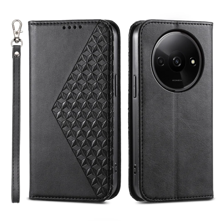 Cubic Grid Calf Texture Magnetic Leather Phone Case, For Xiaomi Redmi A3, For Xiaomi Redmi Note 13 Pro 4G, For Xiaomi Redmi Note 13 4G