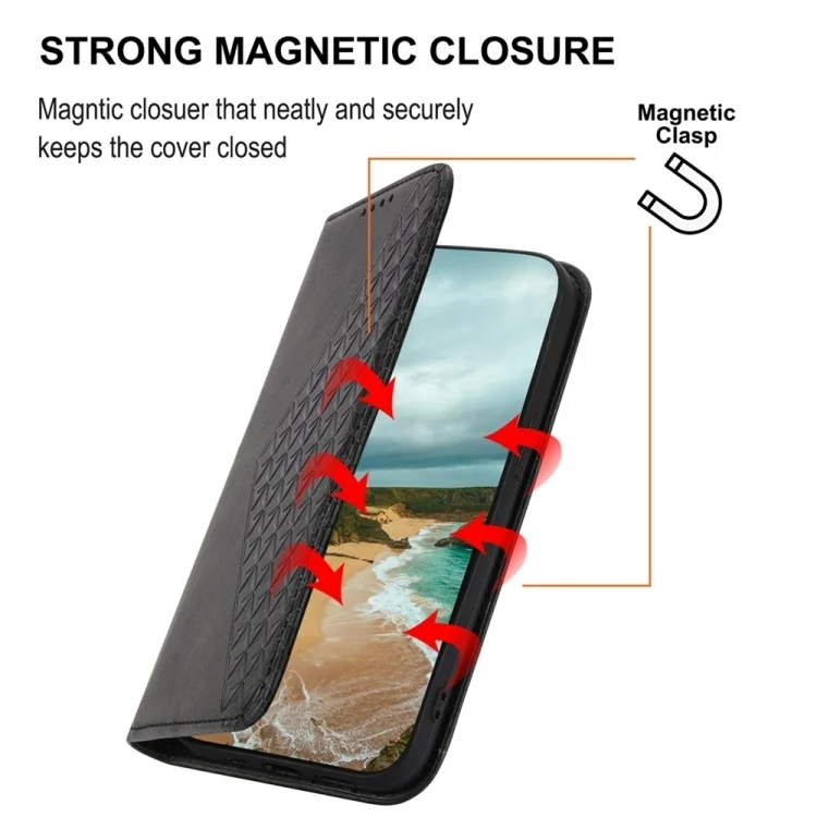 EDA005008211A_5.webp Cubic Grid Calf Texture Magnetic Leather Phone Case, For Xiaomi Poco X6 Pro 5G, For Xiaomi 14 Ultra, For Xiaomi 14 Pro - Image 6