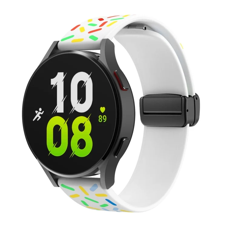 Sports Rainbow Dots Magnetic Black Buckle Silicone Watch Band