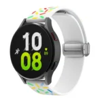 Sports Rainbow Dots Magnetic Silver Buckle Silicone Watch Band