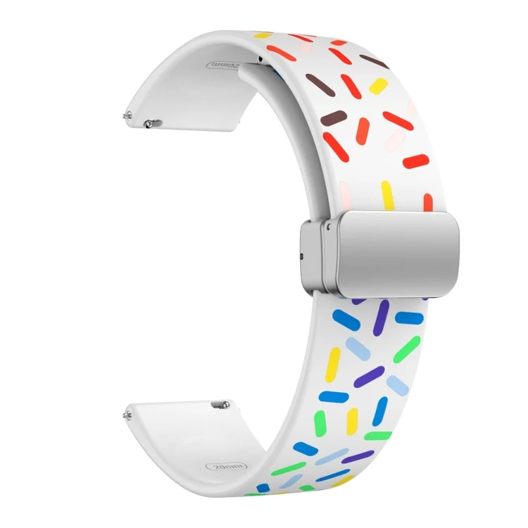 EDA005029601A_1.webp Sports Rainbow Dots Magnetic Silver Buckle Silicone Watch Band - Image 3