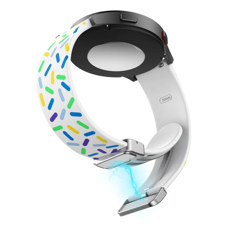 EDA005029601A_3.webp Sports Rainbow Dots Magnetic Silver Buckle Silicone Watch Band - Image 5