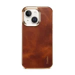 Denior Oil Wax Cowhide Plating Phone Case, For iPhone 14 Plus, For iPhone 15 Pro Max, For iPhone 14, For iPhone 15 Pro, For iPhone 15 Plus - Image 2