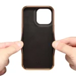 Denior Oil Wax Cowhide Plating Phone Case, For iPhone 14 Plus, For iPhone 15 Pro Max, For iPhone 14, For iPhone 15 Pro, For iPhone 15 Plus - Image 5
