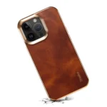 Denior Oil Wax Cowhide Plating Phone Case, For iPhone 14 Plus, For iPhone 15 Pro Max, For iPhone 14, For iPhone 15 Pro, For iPhone 15 Plus - Image 6