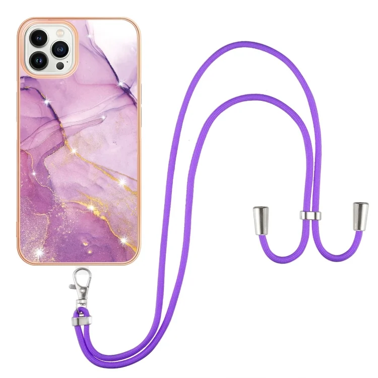 EDA005078104A_1.webp Electroplating Marble Pattern IMD TPU Shockproof Case with Neck Lanyard, For iPhone 15 Pro Max, For iPhone 15 Pro, For iPhone 15 Plus - Image 2