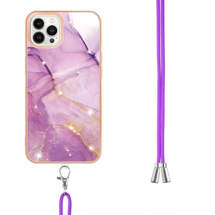 EDA005078104A_2.webp Electroplating Marble Pattern IMD TPU Shockproof Case with Neck Lanyard, For iPhone 15 Pro Max, For iPhone 15 Pro, For iPhone 15 Plus - Image 3