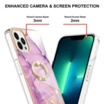 Electroplating Marble Pattern IMD TPU Shockproof Case with Ring Holder, For iPhone 15 Pro Max, For iPhone 15 Pro, For iPhone 15 Plus - Image 3