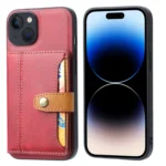 Calfskin Card Slot TPU Hybrid PU Phone Case, For iPhone 15 Plus, For iPhone 15