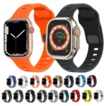 Square Buckle Stripes Silicone Watch Band, For Apple Watch Series 9 45mm - Image 2