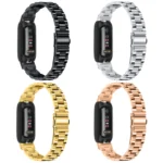 Three Bead Flat Buckle Stainless Steel Watch Band - Image 2
