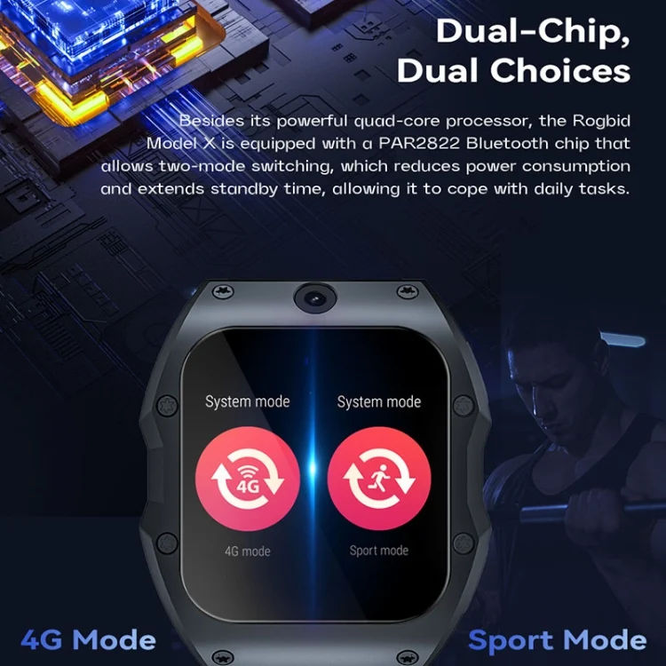 EDA0051509_B4.webp Model X 1.99 inch IP68 Waterproof Android 9.0 4G Dual Cameras Matte Smart Watch - Image 5