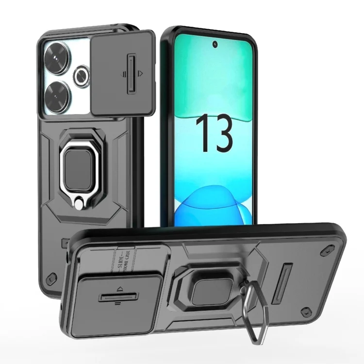 EDA005152721A.webp Sliding Camshield TPU + PC Shockproof Phone Case with Holder, For Xiaomi Redmi 13 4G Global, For Xiaomi Redmi Turbo 3 5G, For Xiaomi Redmi A3 4G Global, For Xiaomi Redmi Note 13 Pro 4G Global - Image 1