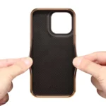 Denior Cowhide Leather Plating Phone Case, For iPhone 15 Plus, For iPhone 15, For iPhone 14 Pro Max, For iPhone 13 Pro Max, For iPhone 13 Pro - Image 4