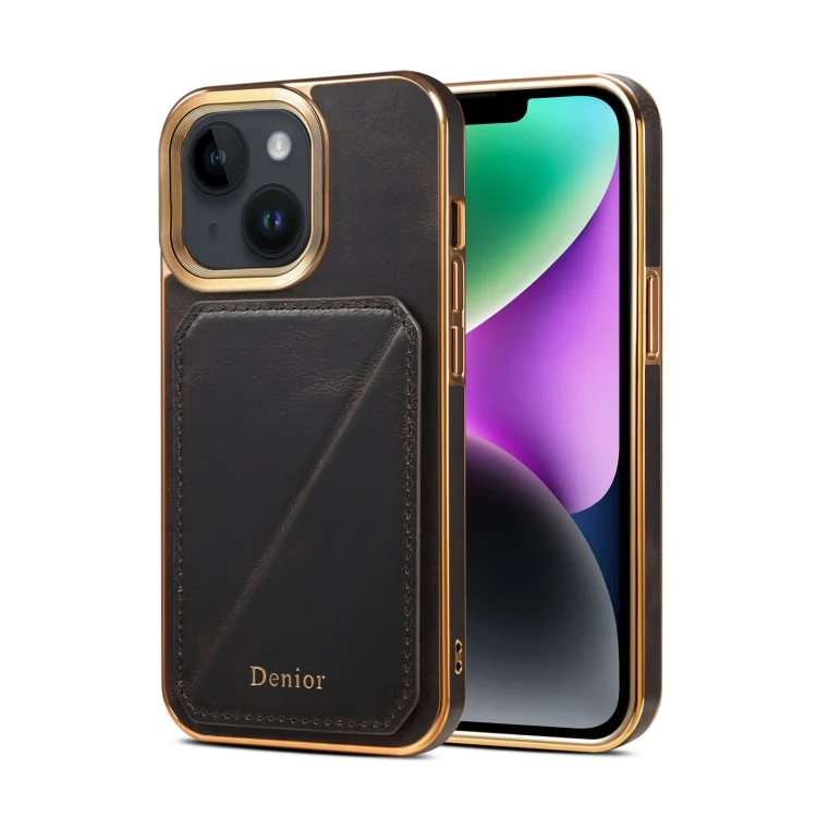 EDA005186212A.webp Denior Oil Wax Leather Electroplating Card Slot Holder Phone Case, For iPhone 15 Plus, For iPhone 15, For iPhone 14 Pro Max, For iPhone 13 Pro Max, For iPhone 13 Pro - Image 1