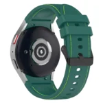 For Samsung Galaxy Watch 6 / 6 Classic Leather Black Buckle Silicone Watch Band - Image 5