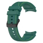 For Samsung Galaxy Watch 6 / 6 Classic Leather Black Buckle Silicone Watch Band - Image 7