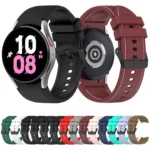 For Samsung Galaxy Watch 6 / 6 Classic Leather Black Buckle Silicone Watch Band - Image 2