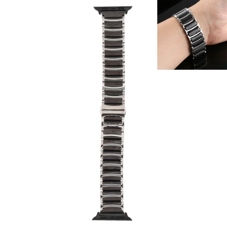 Ceramic Steel Watchband, For Apple Watch Series 8&7 41mm / SE 2&6&SE&5&4 40mm / 3&2&1 38mm, For Apple Watch Series 7 45mm / 6 & SE & 5 & 4 44mm / 3 & 2 & 1 42mm...