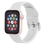 For Apple Watch Series 5 & 4 44mm / 3 & 2 & 1 42mm Solid Color Silicone Replacement Wrist Strap Watchband with Metal Buckle, S, L