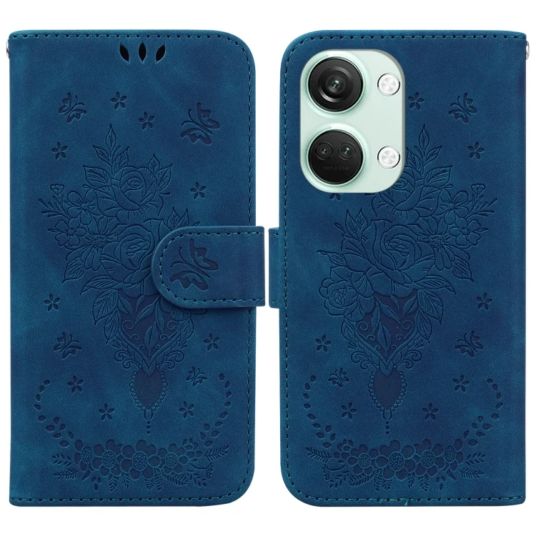 Butterfly Rose Embossed Leather Phone Case, For OnePlus Nord 3