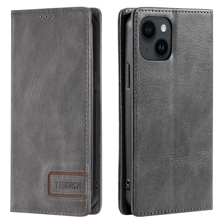 TTUDRCH RFID Retro Texture Magnetic Leather Phone Case, For iPhone 15, For iPhone 14 Plus, For iPhone 14 / 13