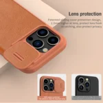 NILLKIN QIN Series Pro Sliding Camera Cover Design Leather Phone Case, For iPhone 15 Pro Max, For iPhone 15 Pro, For iPhone 15 Plus, For iPhone 15 - Image 3