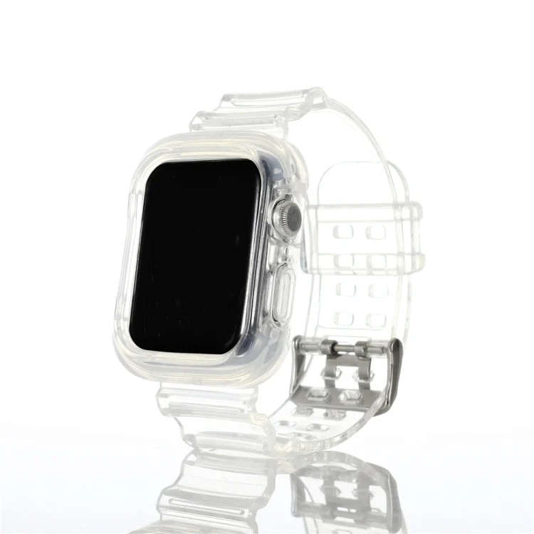 Transparent TPU Integrated Replacement Watch Strap, For Apple Watch Series 8&7 41mm / SE 2&6&SE&5&4 40mm / 3&2&1 38mm, For Apple Watch Series 7 45mm / 6 & SE & 5 & 4 44mm / 3 & 2 & 1 42mm