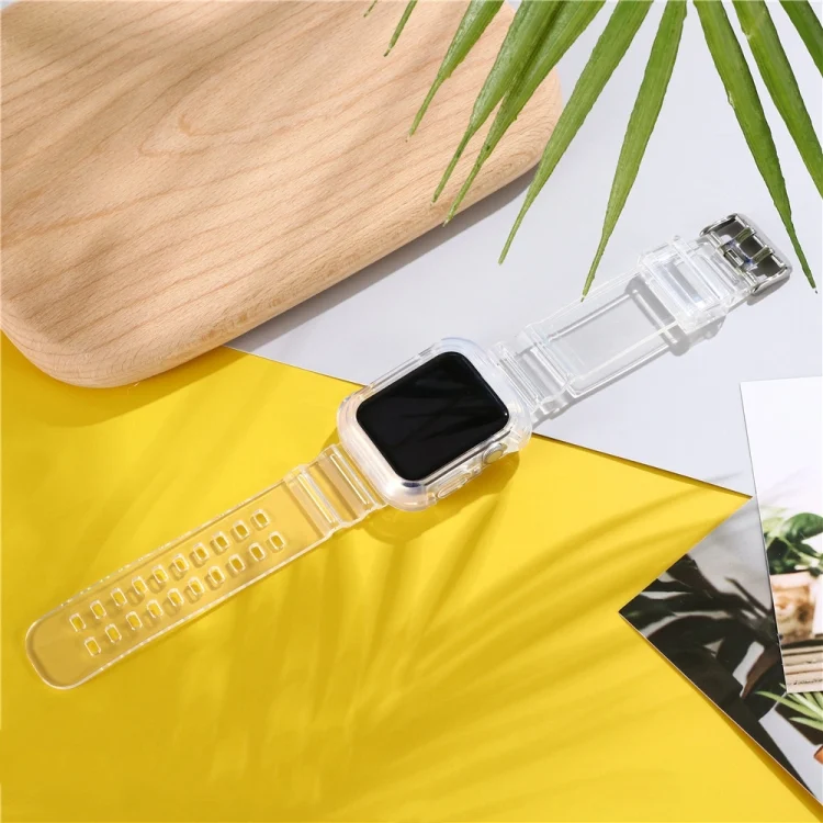 EDA00523902_2.webp Transparent TPU Integrated Replacement Watch Strap, For Apple Watch Series 8&7 41mm / SE 2&6&SE&5&4 40mm / 3&2&1 38mm, For Apple Watch Series 7 45mm / 6 & SE & 5 & 4 44mm / 3 & 2 & 1 42mm - Image 3